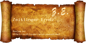 Zeitlinger Ernő névjegykártya